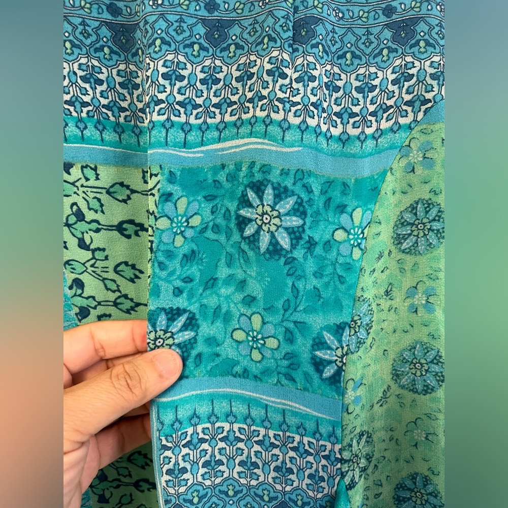 ECI New York Boho Asymmetrical Handkerchief Hem Skirt – 100% Silk – Size 12 - Picture 4 of 5